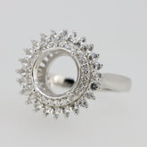 Sterling Silver Semi Mount Ring Setting Round RD 10x10mm Double Halo DHJ